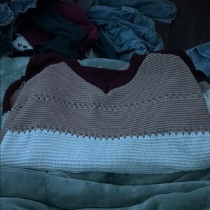 Elegant Knit Sweater - Brown and Cream